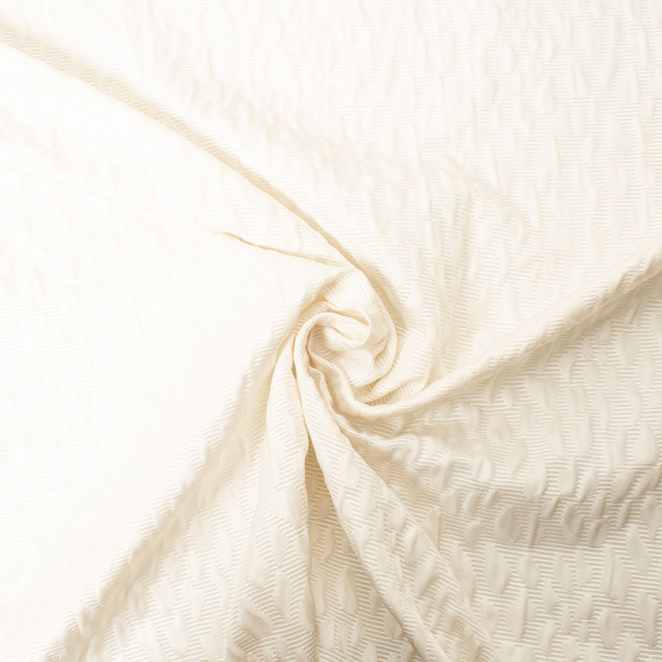 Ivory Silk & Cotton Blend Jacquard Cloqué