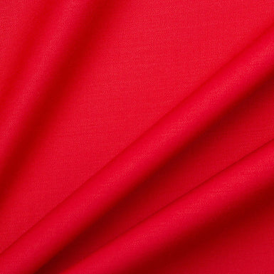 Bright Cherry Red Wool Gaberdine