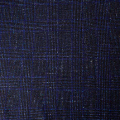 Blue Checkered Wool & Linen Blend Suiting