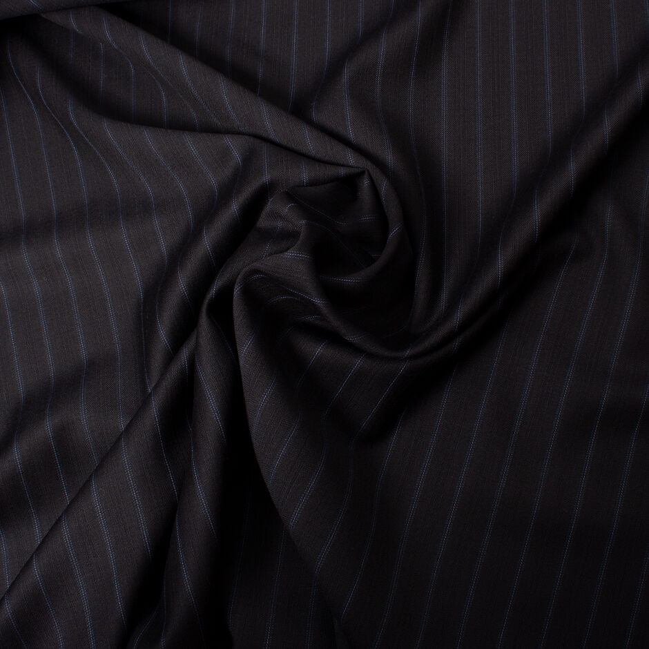 Midnight Blue Pinstripe Trofeo Pure Wool Suiting