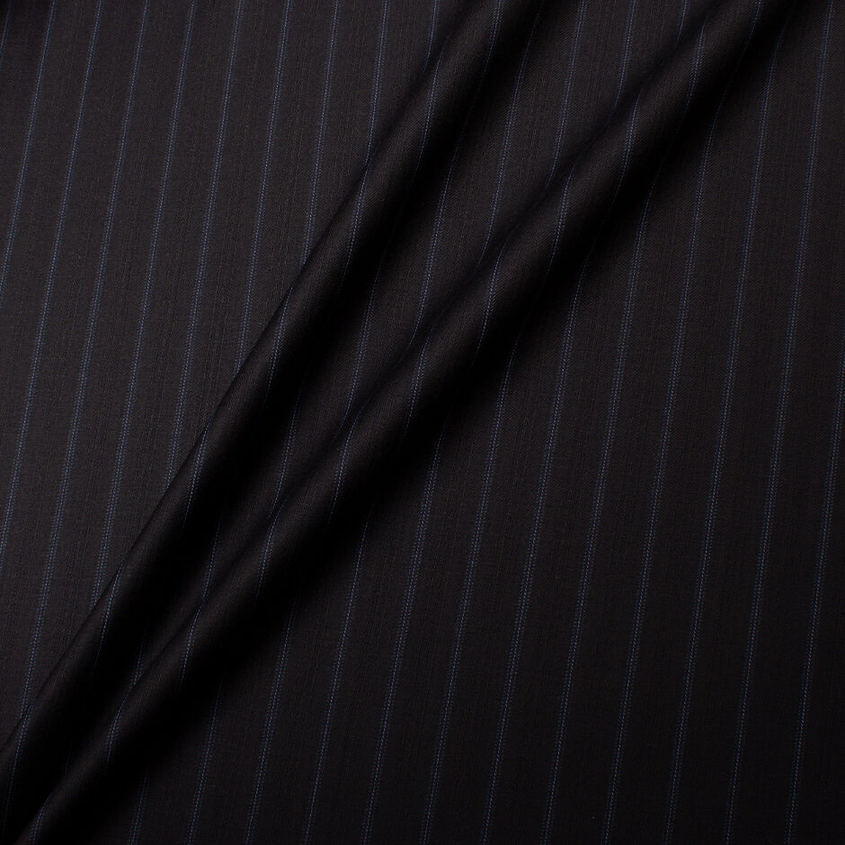 Midnight Blue Pinstripe Trofeo Pure Wool Suiting