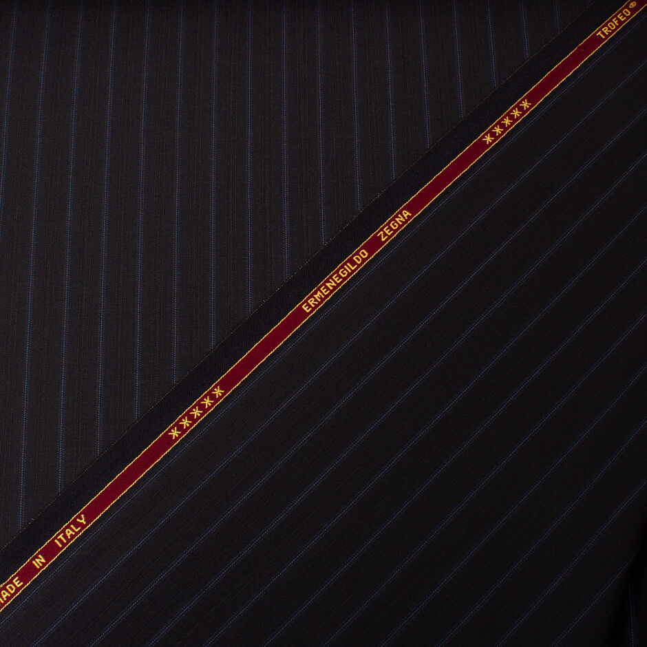 Midnight Blue Pinstripe Trofeo Pure Wool Suiting