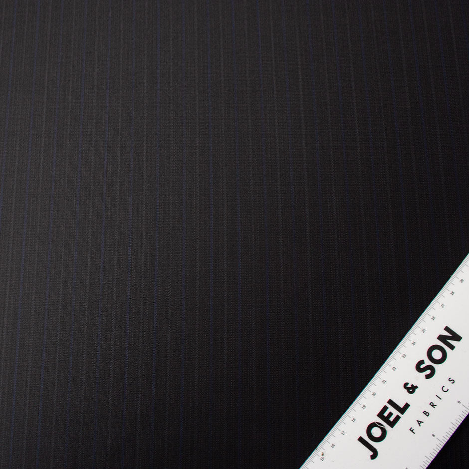 Grey Striped Superfine Pure Wool (A 1.95m Piece)