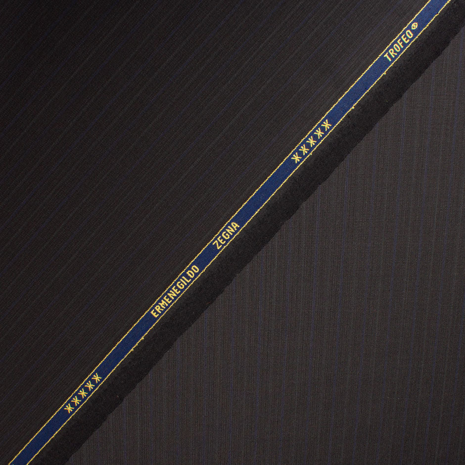 Grey Striped Superfine Pure Wool (A 1.95m Piece)