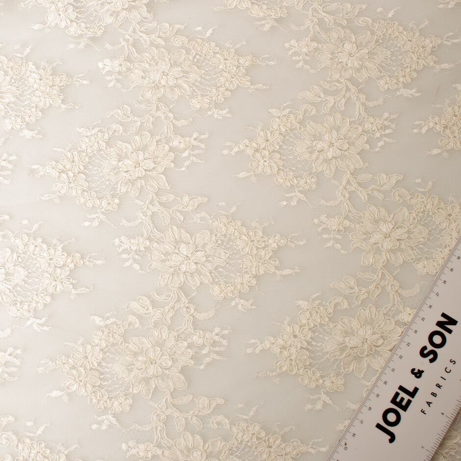 Alabaster Cotton Blend Corded Lace