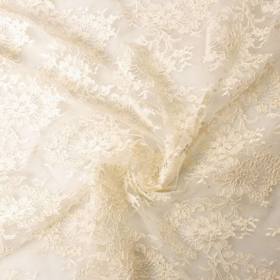 Alabaster Cotton Blend Corded Lace