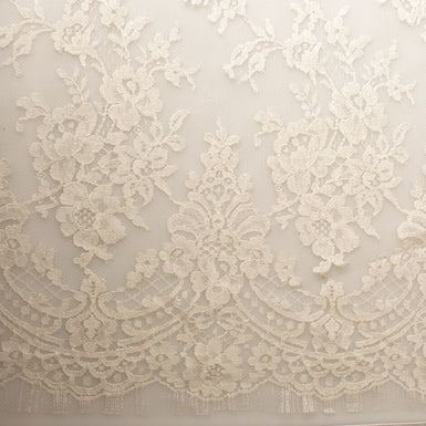 Pale Ivory Floral Chantilly Lace