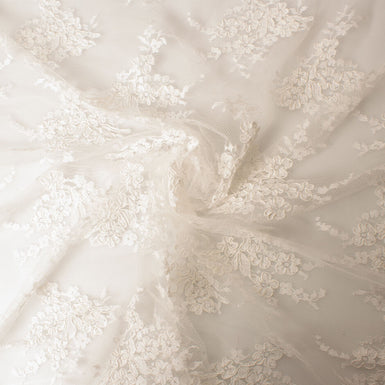 Bold Floral Ivory Corded Lace