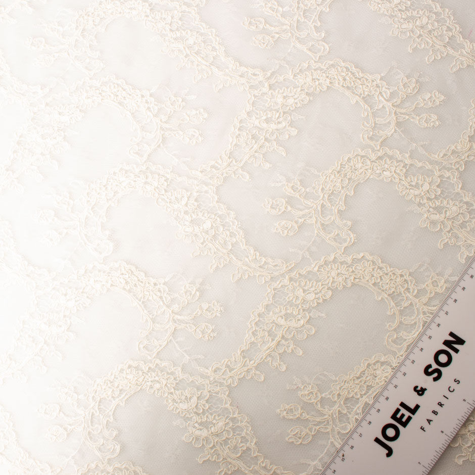 Rich Ivory Cotton Blend Corded Lace