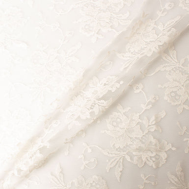 Cotton Blend Ivory Floral Chantilly lace