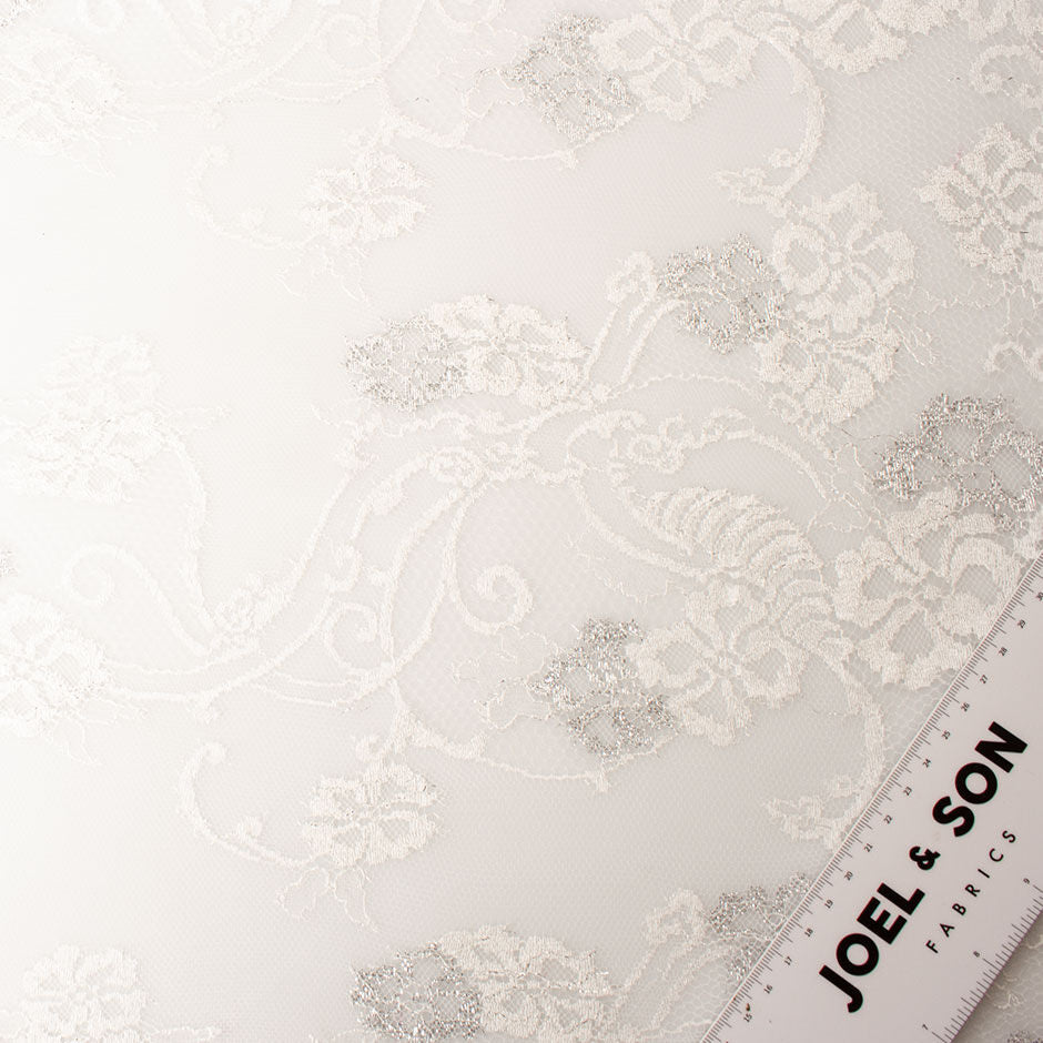 Soft Ivory Silver Metallic Chantilly Lace