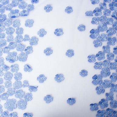 Periwinkle Blue Floral Embroidered Tulle