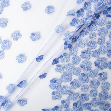 Periwinkle Blue Floral Embroidered Tulle