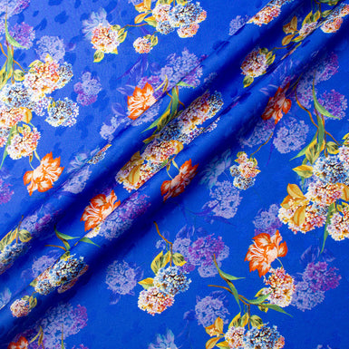 Royal Blue Printed Floral Silk Jacquard