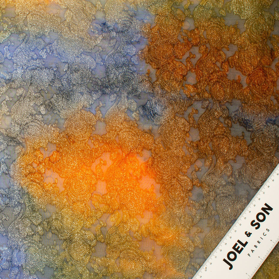 Multi-Coloured Silk Lamé Chiffon