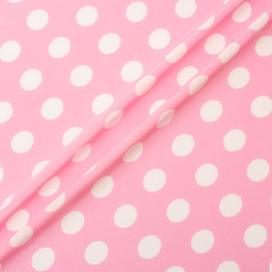 White Spotted Candy Pink Silk Crêpe de Chine