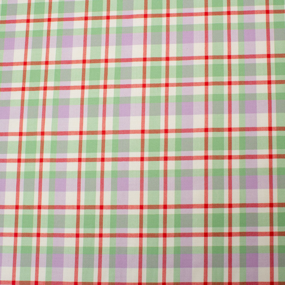Green & Lilac Silk & Wool Tartan