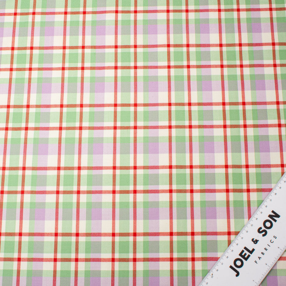 Green & Lilac Silk & Wool Tartan