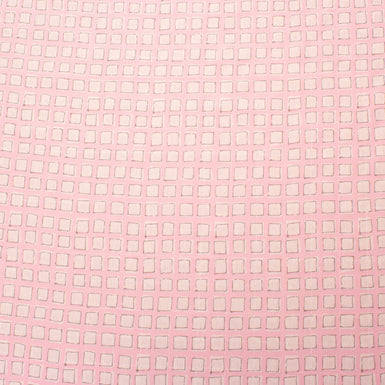 Candy Pink Square Printed Embroidered Silk