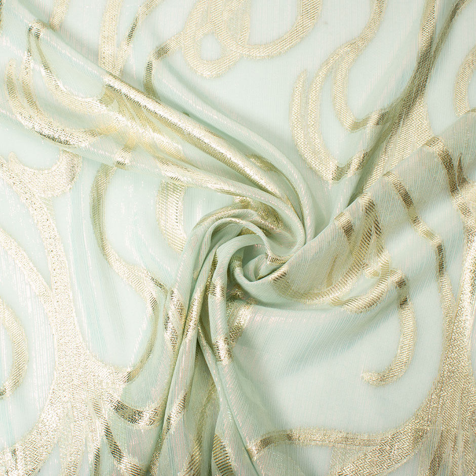 Soft Aqua & Gold Metallic Chiffon