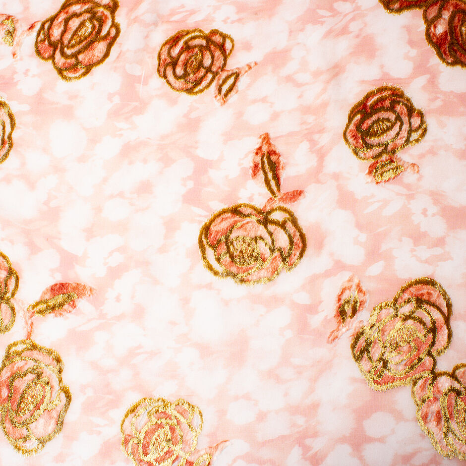 Devoré Velvet Rose Pink Silk Chiffon (A 3m Piece)