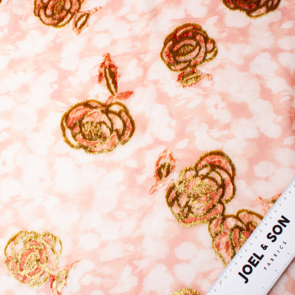Devoré Velvet Rose Pink Silk Chiffon (A 3m Piece)