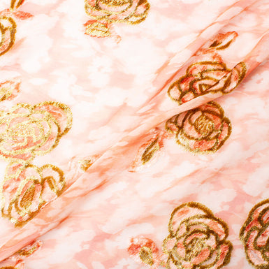 Devoré Velvet Rose Pink Silk Chiffon