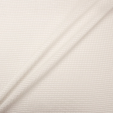 Optical White Metallic Striped Jacquard Silk Georgette