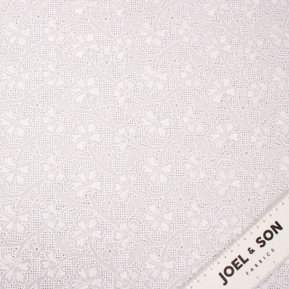 Pansy Floral Embroidered White Cotton Batiste