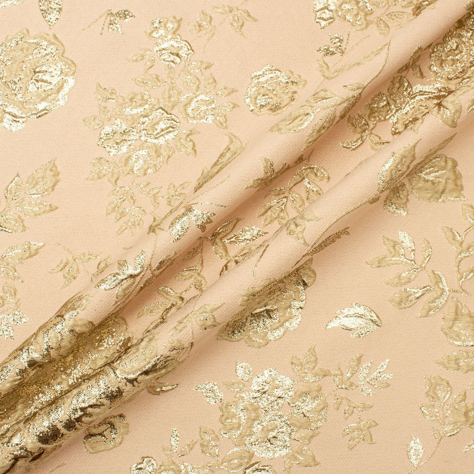 Gold Metallic Floral Blush Mixed Fibre Cloqué