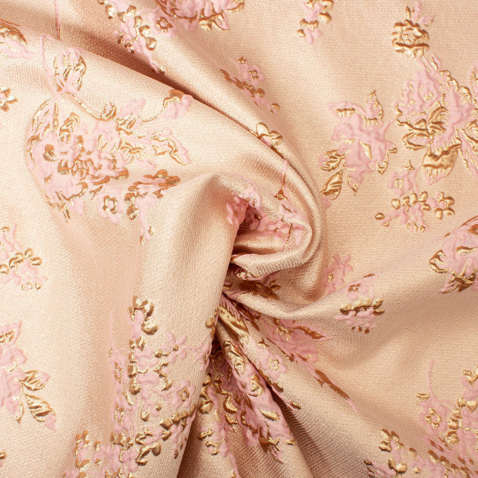 Blush Pink & Gold Floral Metallic Cloqué