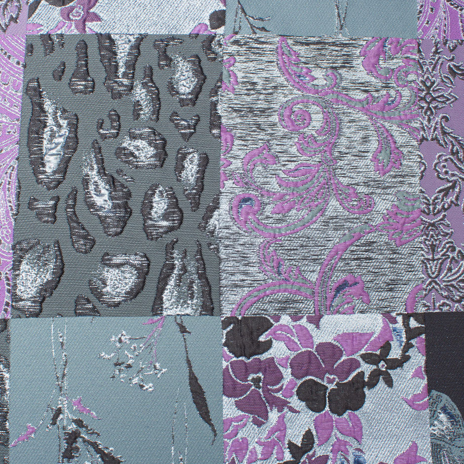 Meridian Green & Lilac Patchwork Metallic Cloqué