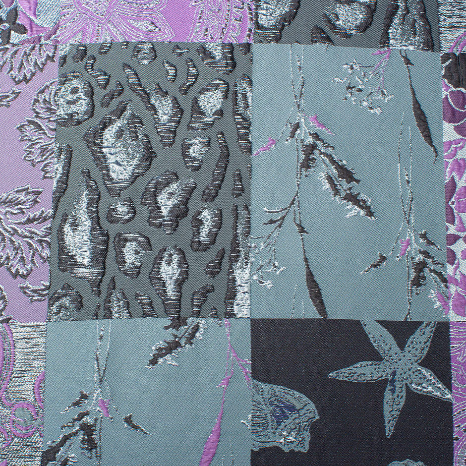 Meridian Green & Lilac Patchwork Metallic Cloqué