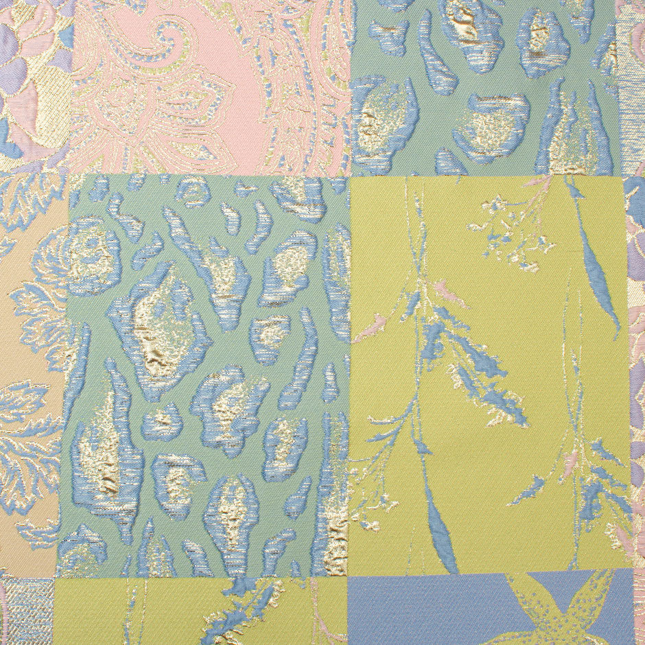 Lavender, Blue & Pink Patchwork Metallic Cloqué