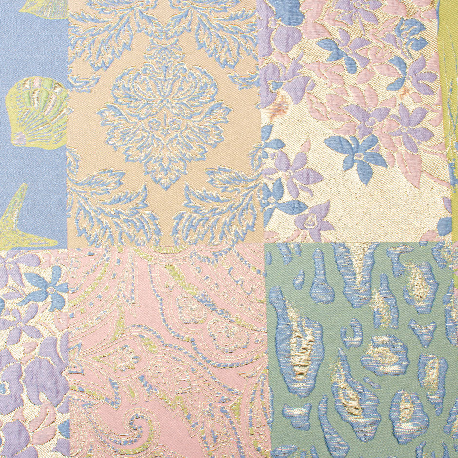 Lavender, Blue & Pink Patchwork Metallic Cloqué