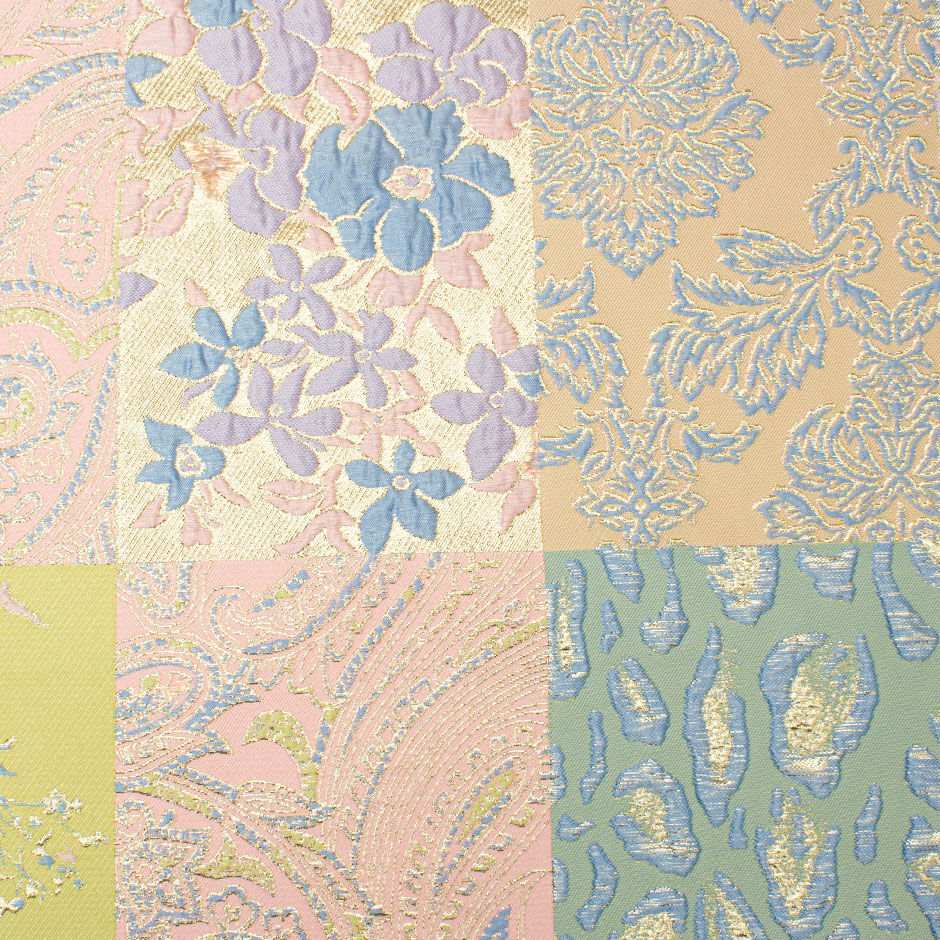 Lavender, Blue & Pink Patchwork Metallic Cloqué