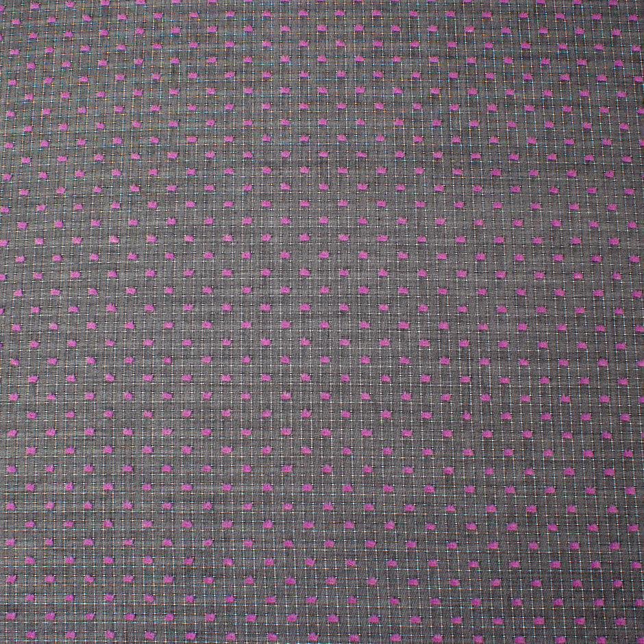 Purple Spotted Black Cotton Voile Jacquard