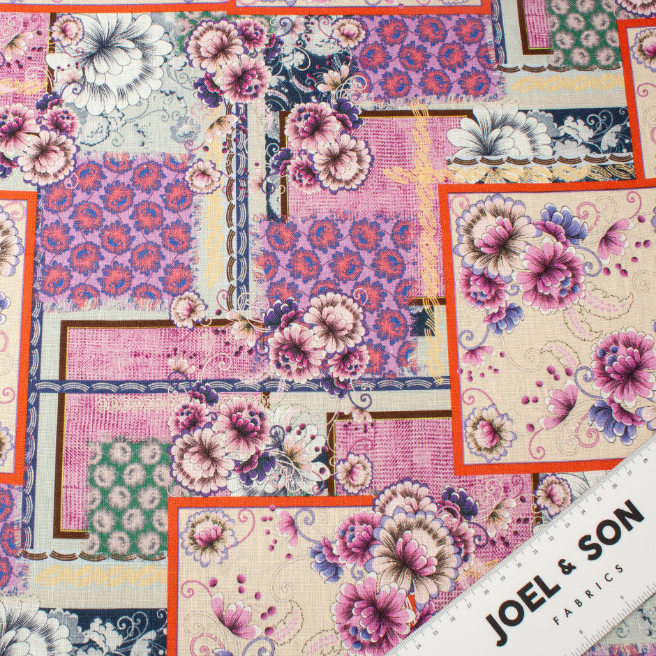Pink & Lavender Floral Patchwork Pure Linen