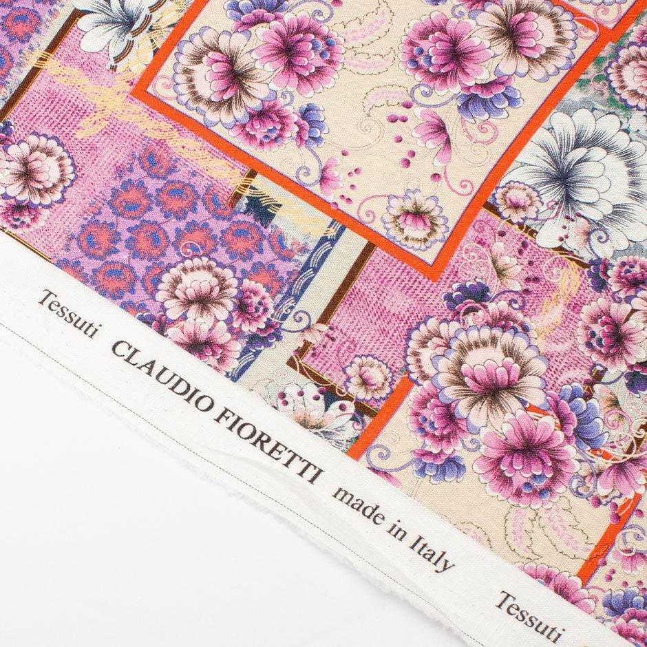 Pink & Lavender Floral Patchwork Pure Linen