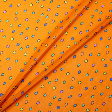 Multi-Coloured Printed Orange Silk Georgette