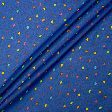Multi-Coloured Printed Royal Blue Silk Georgette