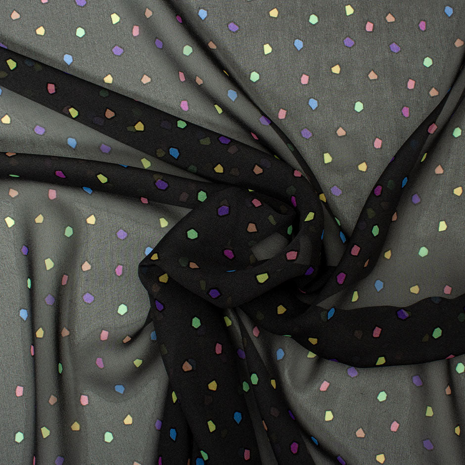 Multi-Coloured Printed Grey Silk Georgette