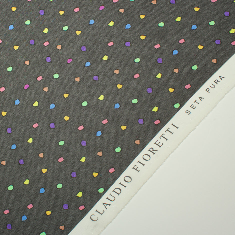 Multi-Coloured Printed Grey Silk Georgette