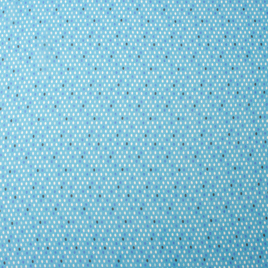 Blue & White Floral & Spot Printed Silk Georgette