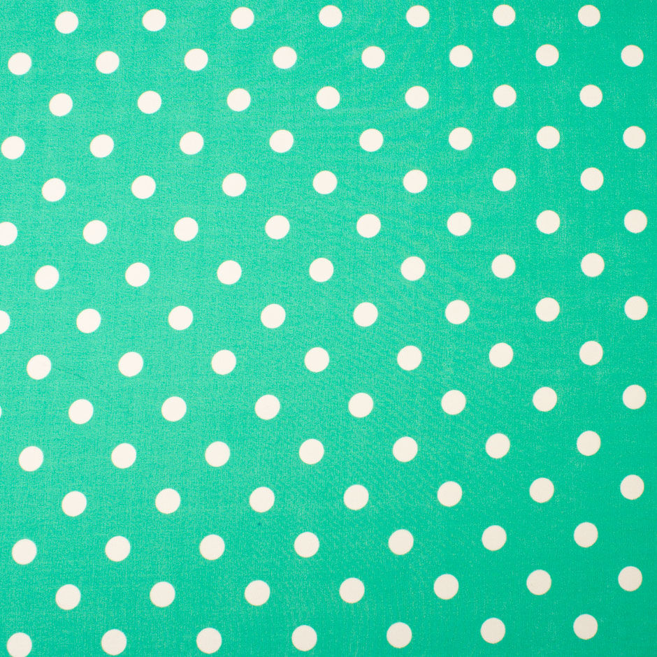 Deep Mint Green Spot & Paisley Printed Silk Georgette