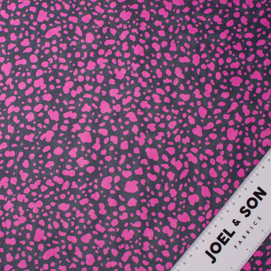 Fuchsia & Midnight Blue Printed Pure Silk Georgette