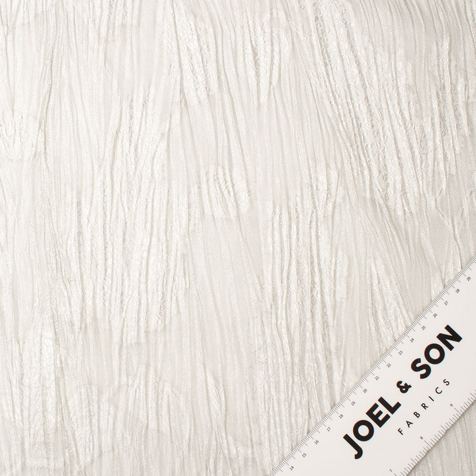 Crinkled Silver Metallic Leaf Jacquard Organza