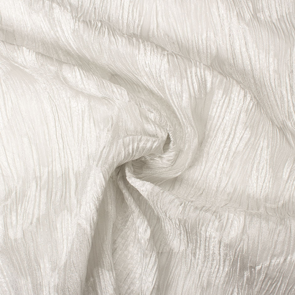 Crinkled Silver Metallic Leaf Jacquard Organza