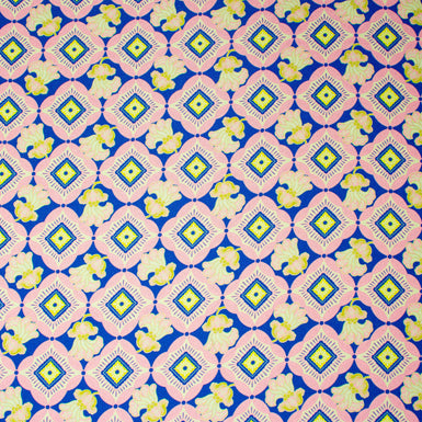 Pink, Blue & Lime Geometric Printed Silk Twill (A 2.80m Piece)