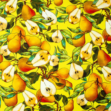 Pears Printed Yellow Pure Silk Crêpe Cady